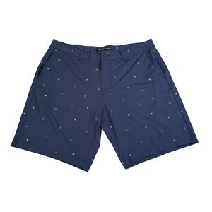 Travis Mathew Golf Shorts Navy Blue Stretch Micro Print Athleisure Preppy 38